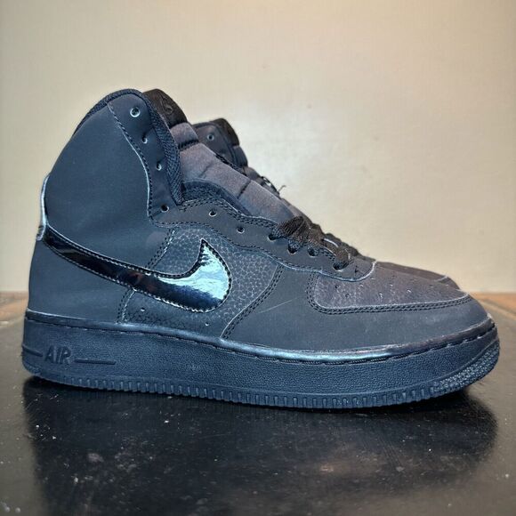 Nike Air Force 1 High Triple Black Suede 653998-001 Gs Gradeschool Kid’s Size 7Y - Picture 3 of 6
